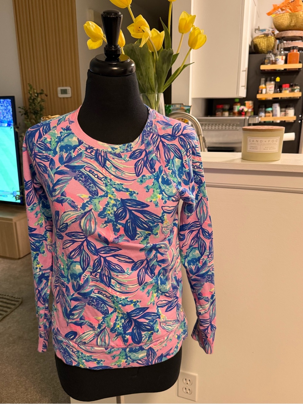 Lilly Pulitzer Pink, Blue & Green Floral Crewneck Sweater